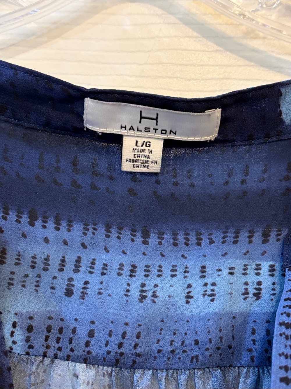 Halston Heritage Navy and Light Blue Patterned Dolman Blouse - Picture 2 of 10